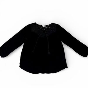 LASCANA for VENUS Black Eyelet Lace Tie Neck Swim Cover Up | Size 1X